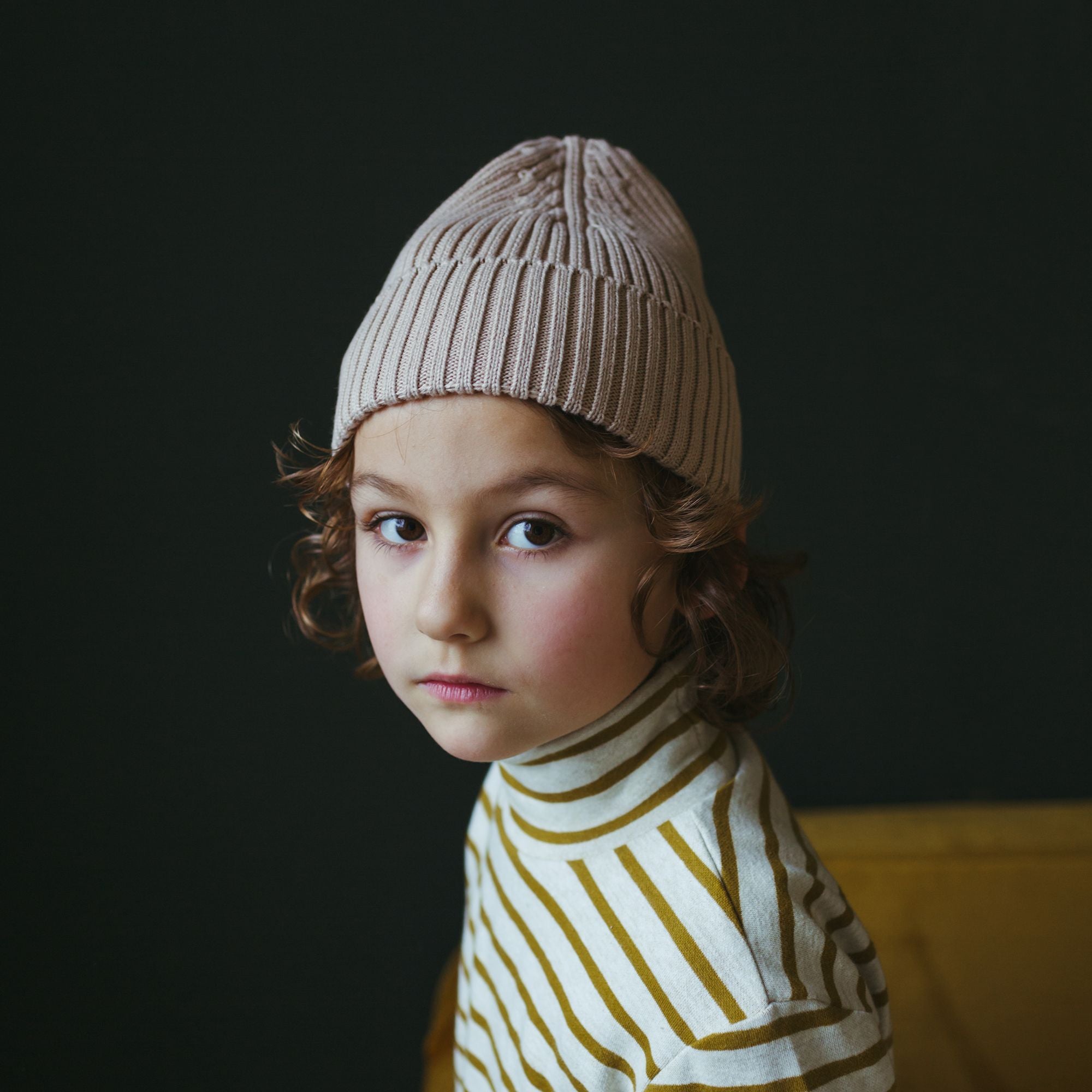 Rib Knit Beanie - Almond