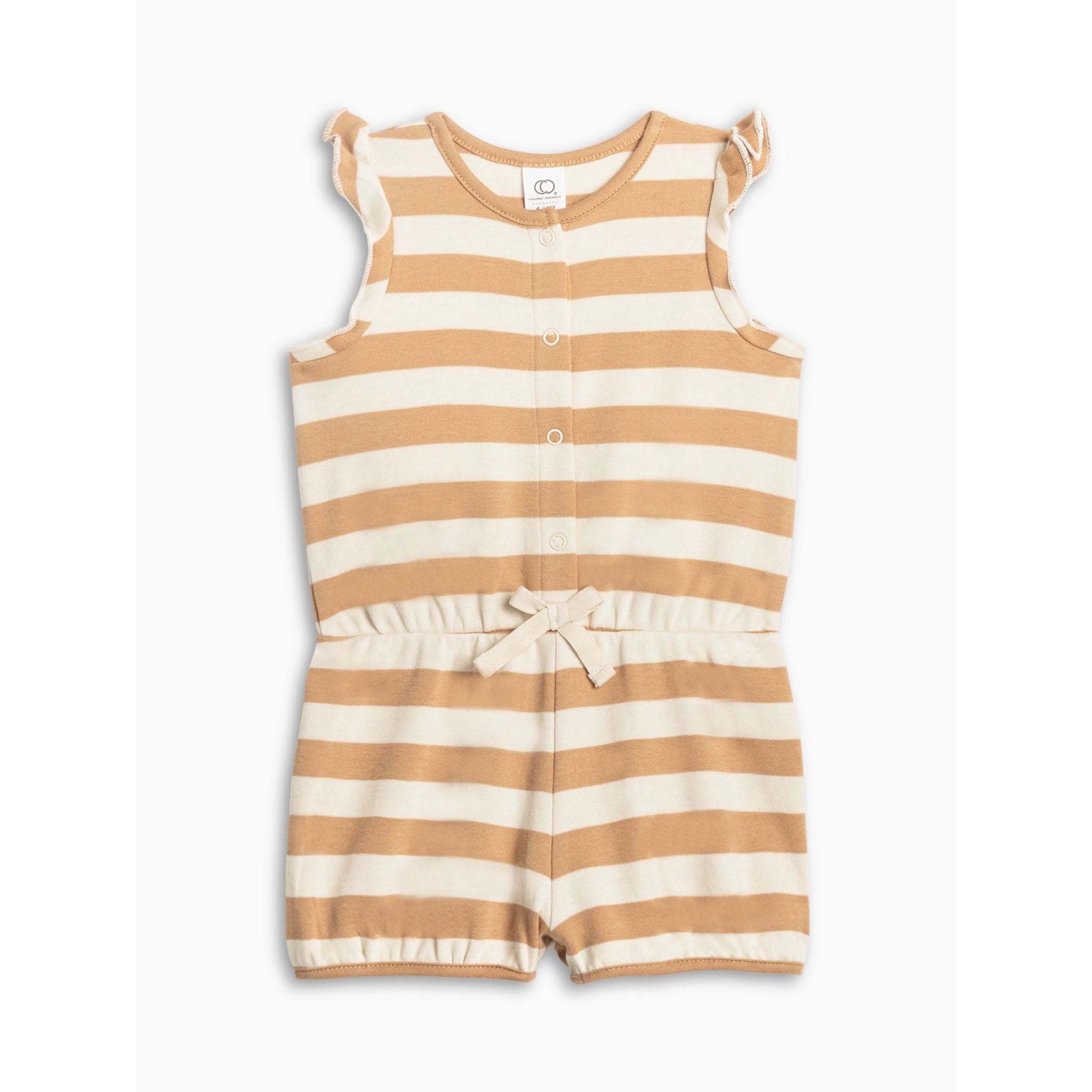 Amelia Romper - Tan Ely Stripe