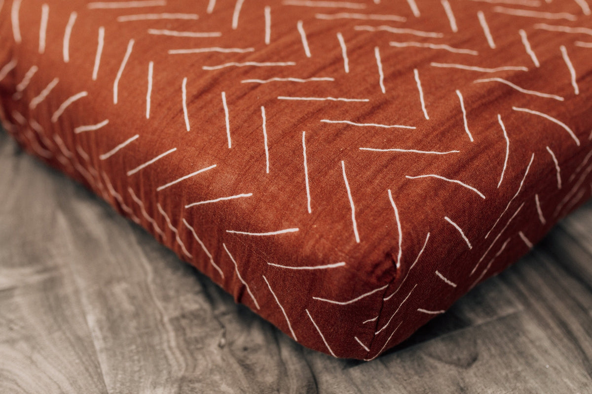Crib Sheet -Rust Mudcloth