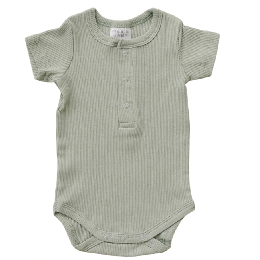 Sage Organic Cotton Ribbed Snap Bodysuit