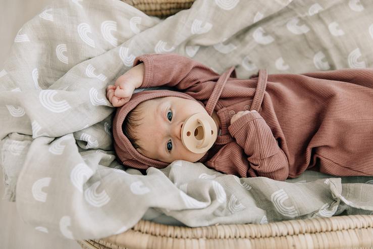 Organic Cotton Ribbed Bonnet -Dusty Rose