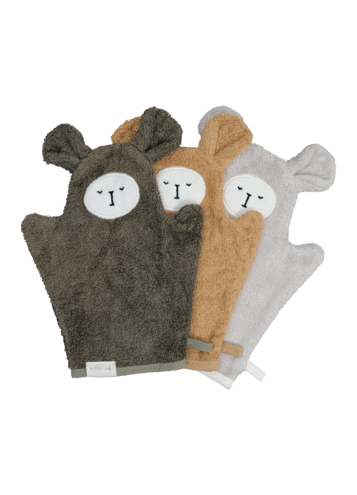 Bath Mitts - Bear - Olive Mix - 3 pack