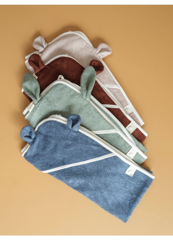 Hooded Baby Towel - Bear - Blue Spruce